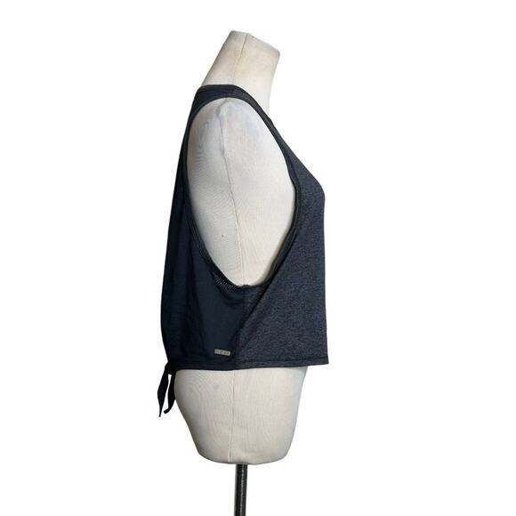 Alala gray black back mesh detail tie back athletic tank top size small - Picture 2 of 11